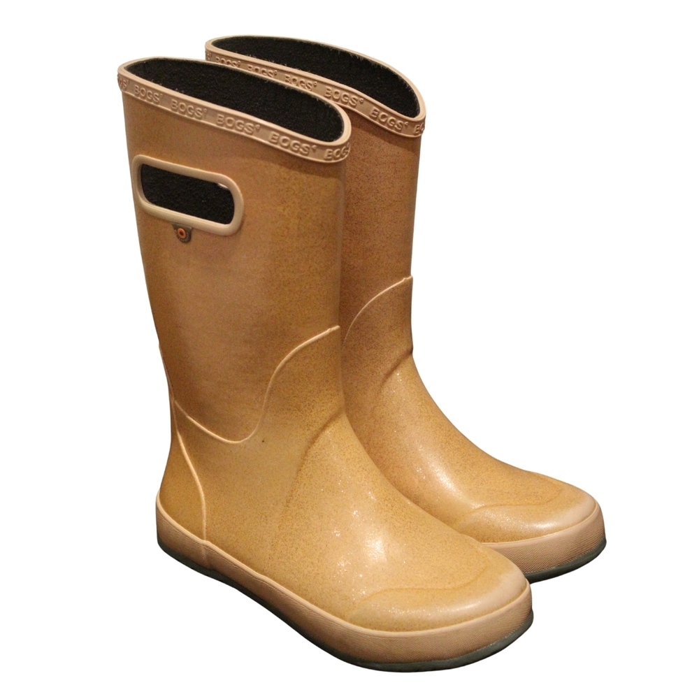 Bogs Bloom Yellow Sparkly Boots Size 4Y